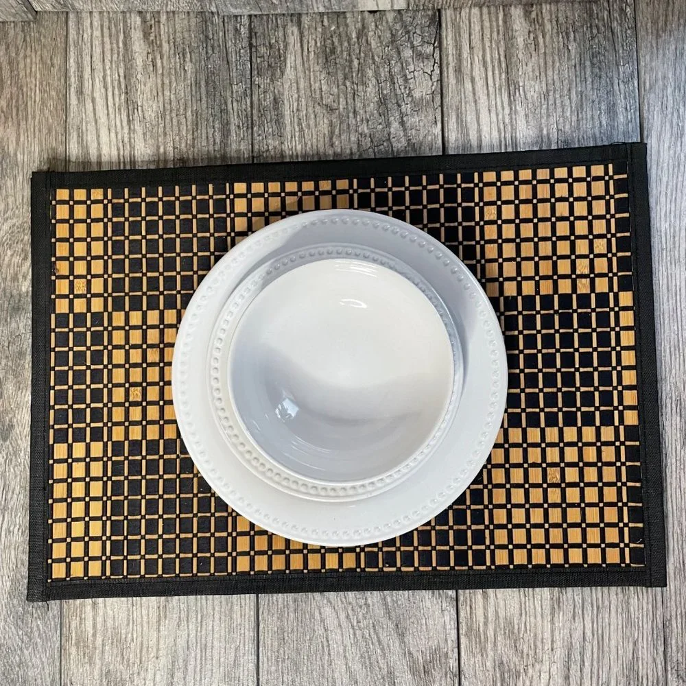 Set of 4 Bamboo Placemats for Dining Mats Kitchen Washable Heat Resistant